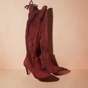 Aldo Burgundy Over the Knee Boots